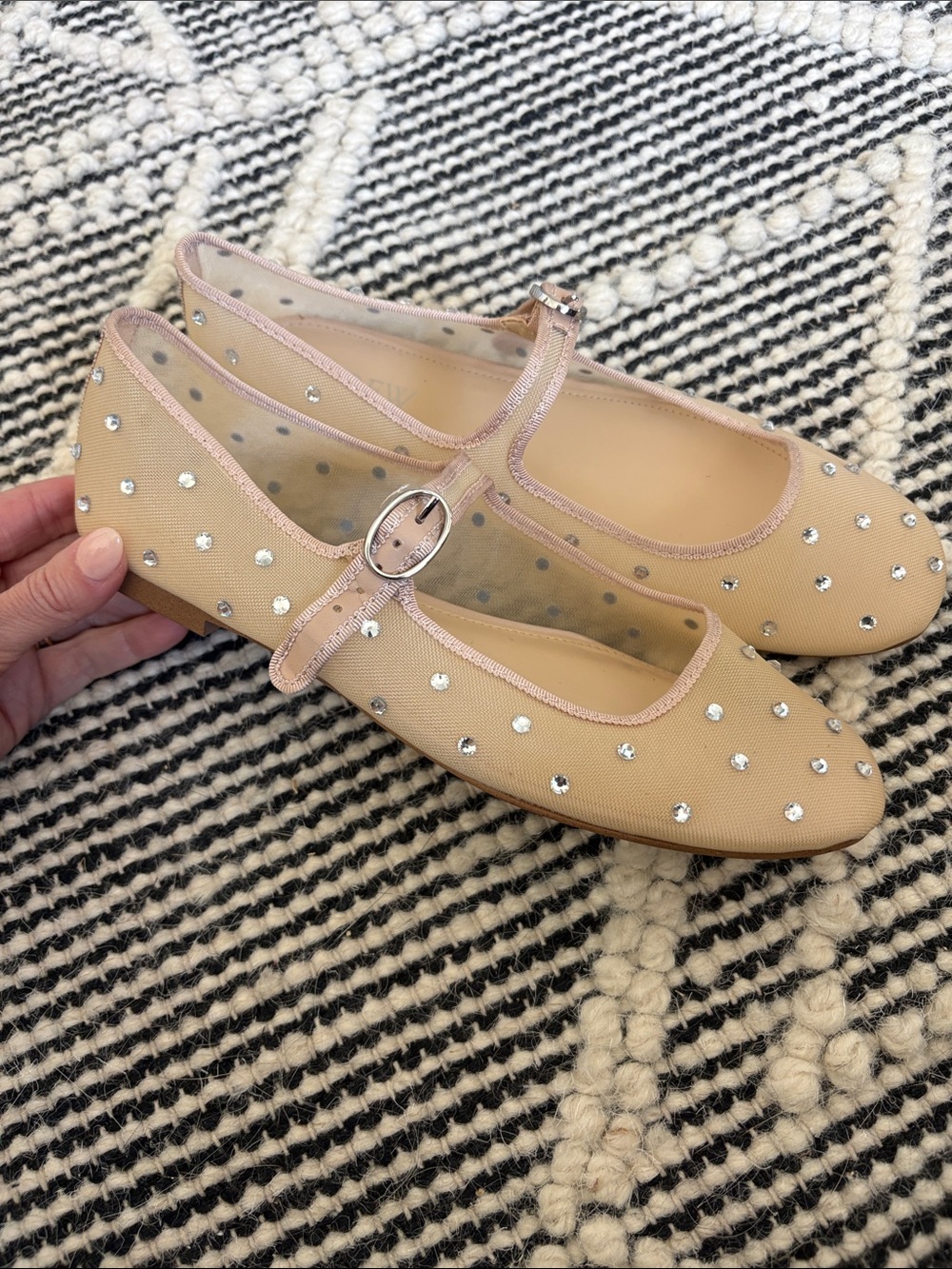J. Crew Cream Studded Mary Jane Flats with Buckle